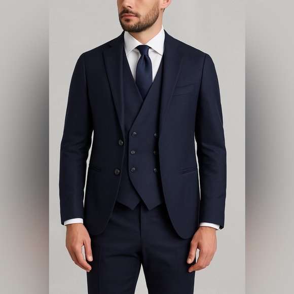 Tagliatore Other - Tagliatore Double Breasted Wool Vest Navy Blue Size 48R Made in Italy